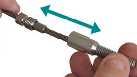 Place threaded end stud onto wire rope